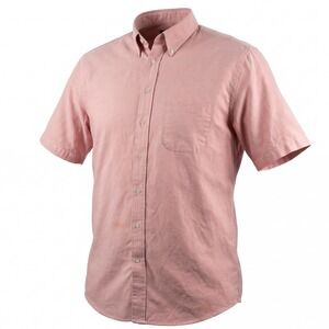 Boston Common Button Down‎ Shirt Mens 16.5 Pink Oxford Short Sleeve Pocket Solid
